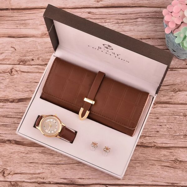 Women's Fashion Quartz Watch Wallet Earrings 3pcs set Gift Box Mother's Day Christmas New Year Gifts Ladies watches Gift Sets