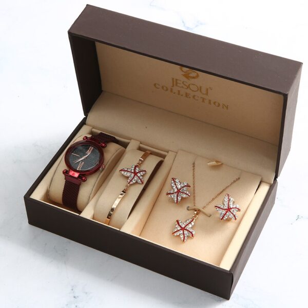 4pcs/set Ladies Gift Set Beautifully Packaged Watches+bracelet Earrings Necklace Bracelets Creative Combination Set Reloj Hombre