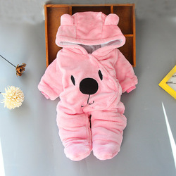 2019 Newborn Baby Winter Hoodie Clothes Baby Girls Pink Climbing New Winter Outwear Rompers 3m-12m Boy Jumpsuit Coldker