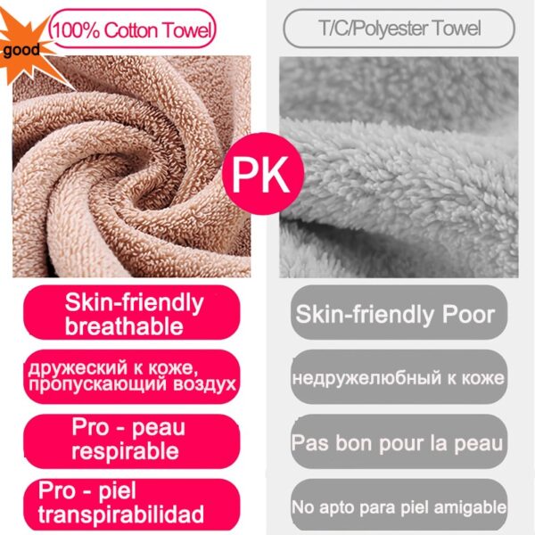 100% Cotton Bath Towel Large For Bathroom Super Absorbent Quick Drying Shower Face Bathing Towels Adults Soft Body Spa Towel