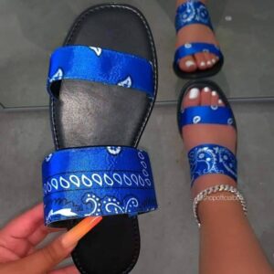 Beautiful cheap ladies flat summer beach open-toe flip flops women bandana slides