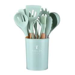Low MOQ Hot sale 12PCS kitchen cooking utensil set silicone kitchenware tool set with bucket