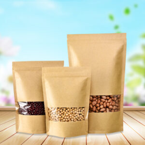 Best selling ziplock stand up kraft paper bag with window for food