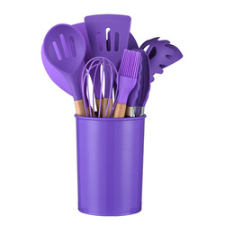 Low MOQ Hot sale 12PCS kitchen cooking utensil set silicone kitchenware tool set with bucket