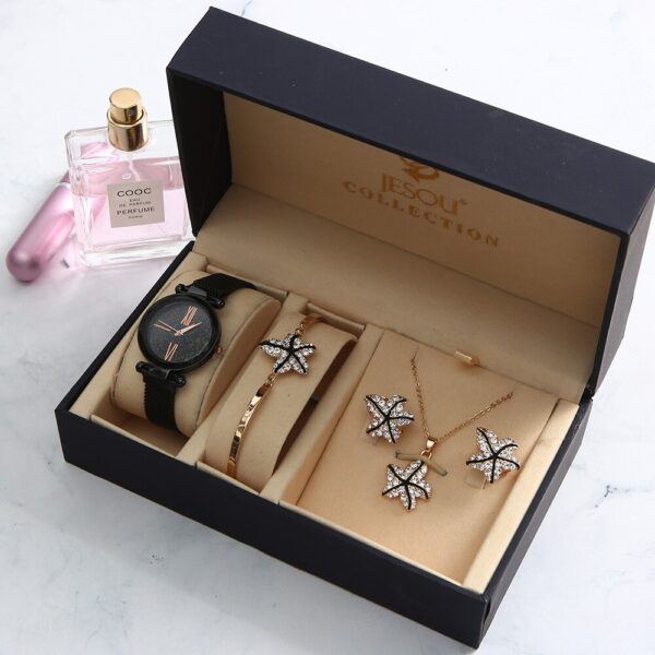 4pcs/set Ladies Gift Set Beautifully Packaged Watches+bracelet Earrings Necklace Bracelets Creative Combination Set Reloj Hombre