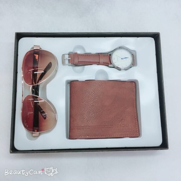 Fashion men's quartz watch multi-card wallet fashion glasses men's gift set