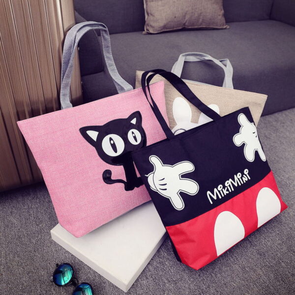 One Shoulder Mickey Hand Large Canvas Print Bag