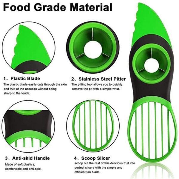 Multi-function 3-in-1 Avocado Slicer Peeler Cutter Tools Plastic Knife Avocado Corer Vegetable Tools Kitchen Accessories