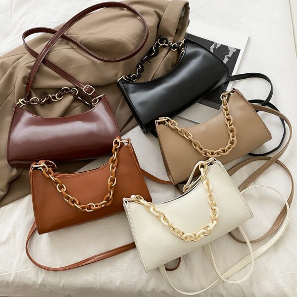 Simple Solid Shoulder Purse Fashion PU Leather Women Chain Crossbody Bags For Women 2021 New Fashion