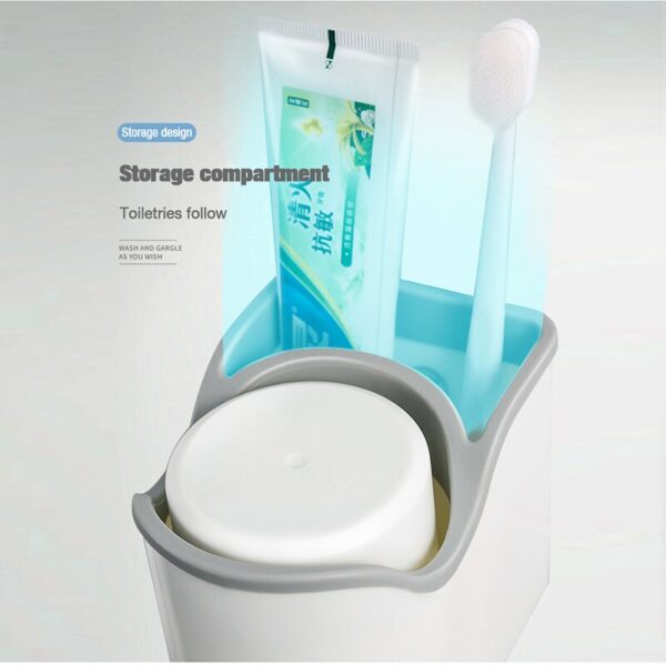 CYAN PEAK Bathroom Accessories Set Toothbrush Holder with Cups Wall Mount Storage Rack Toothpaste Organizer Mouthwash Cup Holder