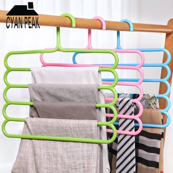 5 Layers MultiFunctional Pants Hangers Holders Trousers Hanger Storage Rack Clothes Hanger Space Saver Wardrobe Closet Organizer