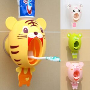 Multifuncional Bathroom Accessories Toothpaste Squeezer Automatic Toothpaste Dispenser Wall Stand Shelf Toothbrush Holder