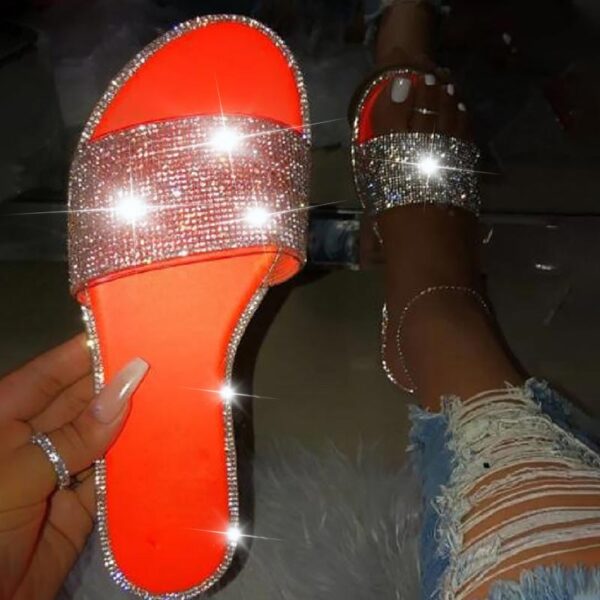 Silver Glitter Slippers Women Summer Beach Sandals