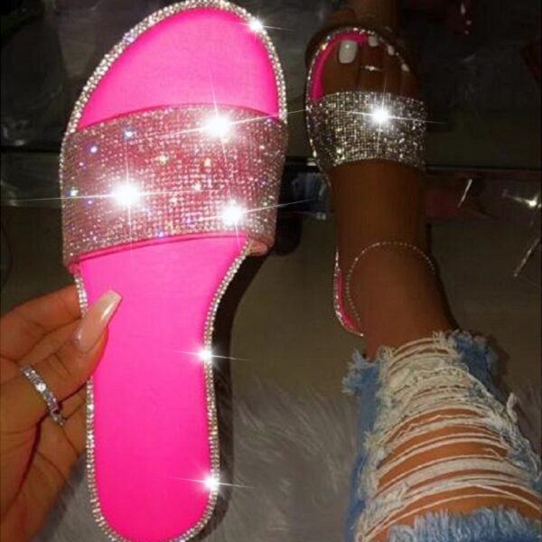 Pink Glitter Slippers Women Summer Beach Sandals