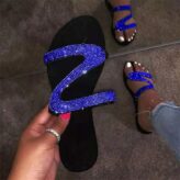 Blue Glitter Slippers Women Summer Beach Sandals