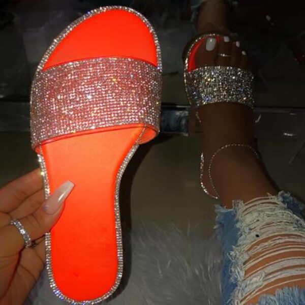 Orange Glitter Slippers Women Summer Beach Sandals