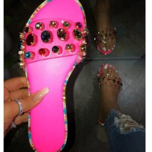 Pink Glitter Slippers Women Summer Beach Sandals
