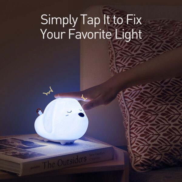 Baseus Cute Night Light Touch Sensor Animal Cat Dog RGB Color LED Night Lamp Light For Baby Children Kid Bedroom Decorative Lamp