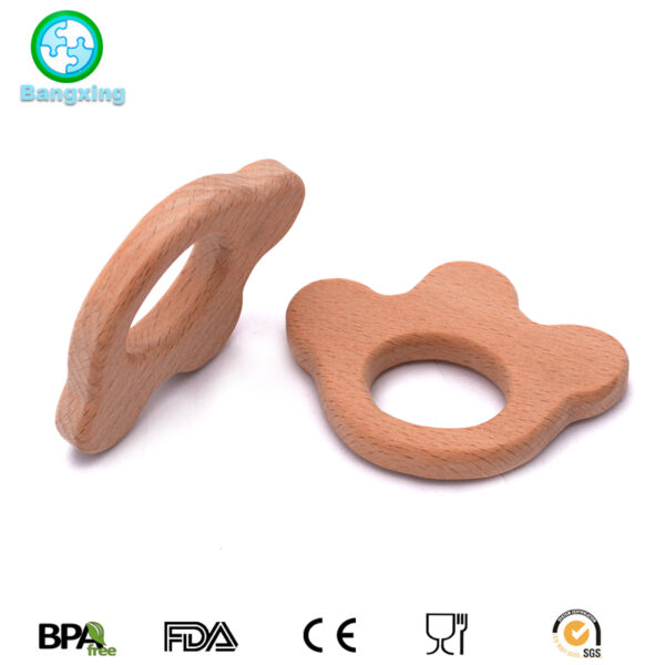 DIY Baby Gym Toys Wood Necklace Pendant Food Grade Wooden Teether Toys Tortoise Koala Whale Turtle Wooden Teething Toys