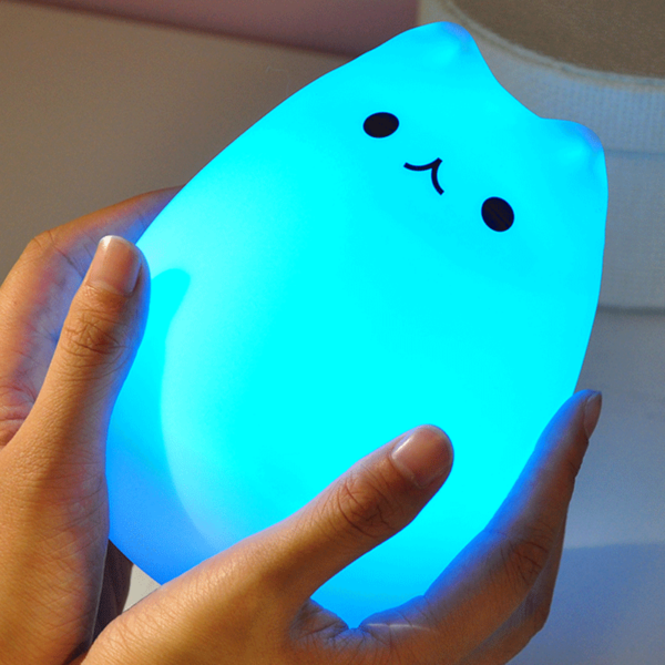 Cute Led Night Kids Cartoon Nigh Light Usb Change Colour Silicon Cat Lamp