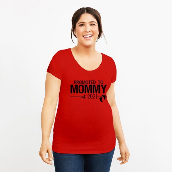 Red Promoted To Mommy 2021 Summer Pregnant T-Shirt Tops