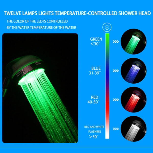 Bathroom mix colours changing Temperature Controlled 3 Color LED Shower head
