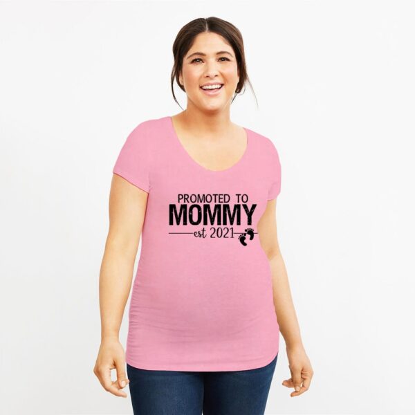 White Promoted To Mommy 2021 Summer Pregnant T-Shirt Tops