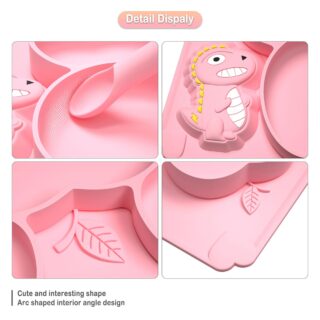 TYRY.HU Baby Silicone Tableware set 0-12 Months Dinosaur Cartoon Feeding Training Bowl Spoon Fork Non-slip Dinner Plate
