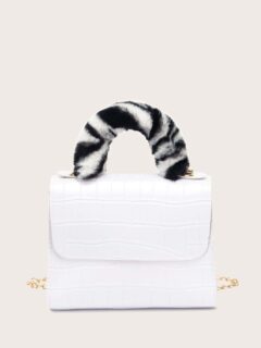 Handle Croc Embossed Handbag