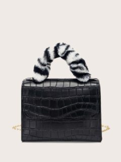 Handle Croc Embossed Handbag