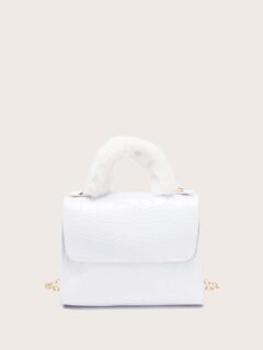 Handle Croc Embossed Handbag