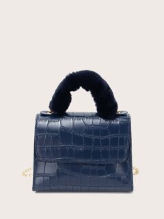 Handle Croc Embossed Handbag