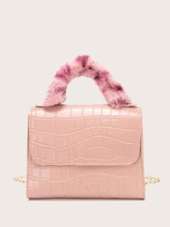 Handle Croc Embossed Handbag